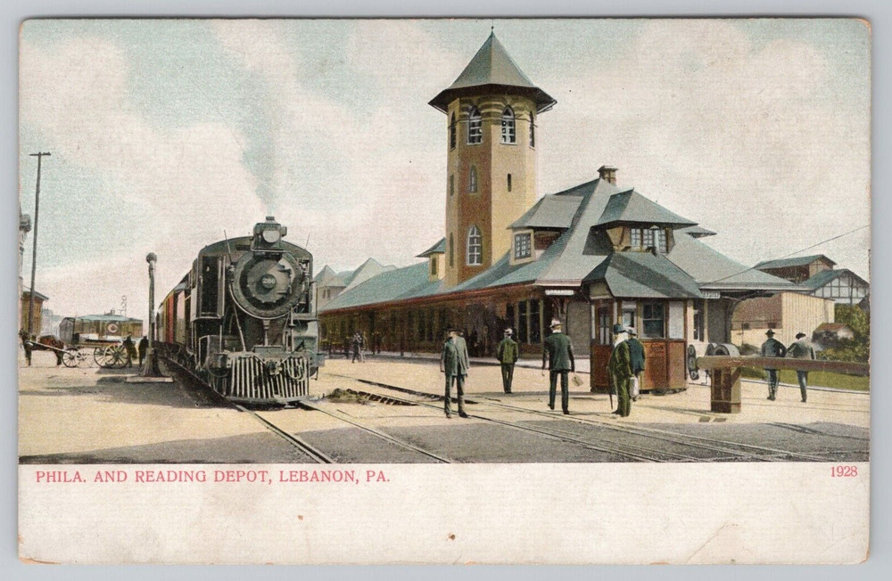Philadelphia & Reading Depot Lebanon PA Pennsylvania Postcard 1906 UDB Train