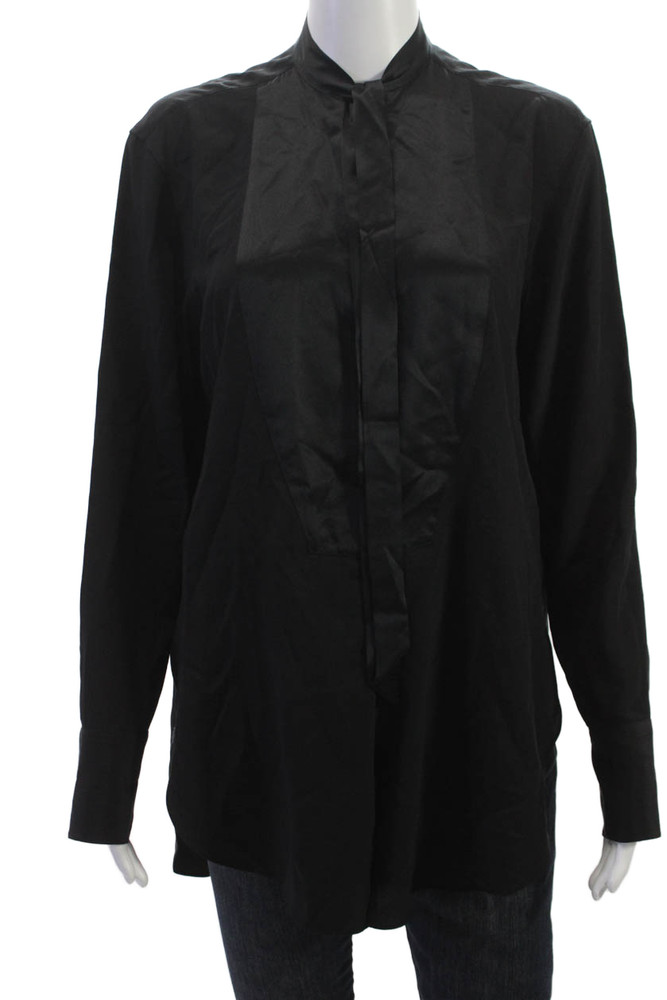 Rag & Bone Women Silk Collared Tunic Blouse Black Long Sleeve Button Size SFree Shipping in US $100+ Orders | $6.95 Orders Below
