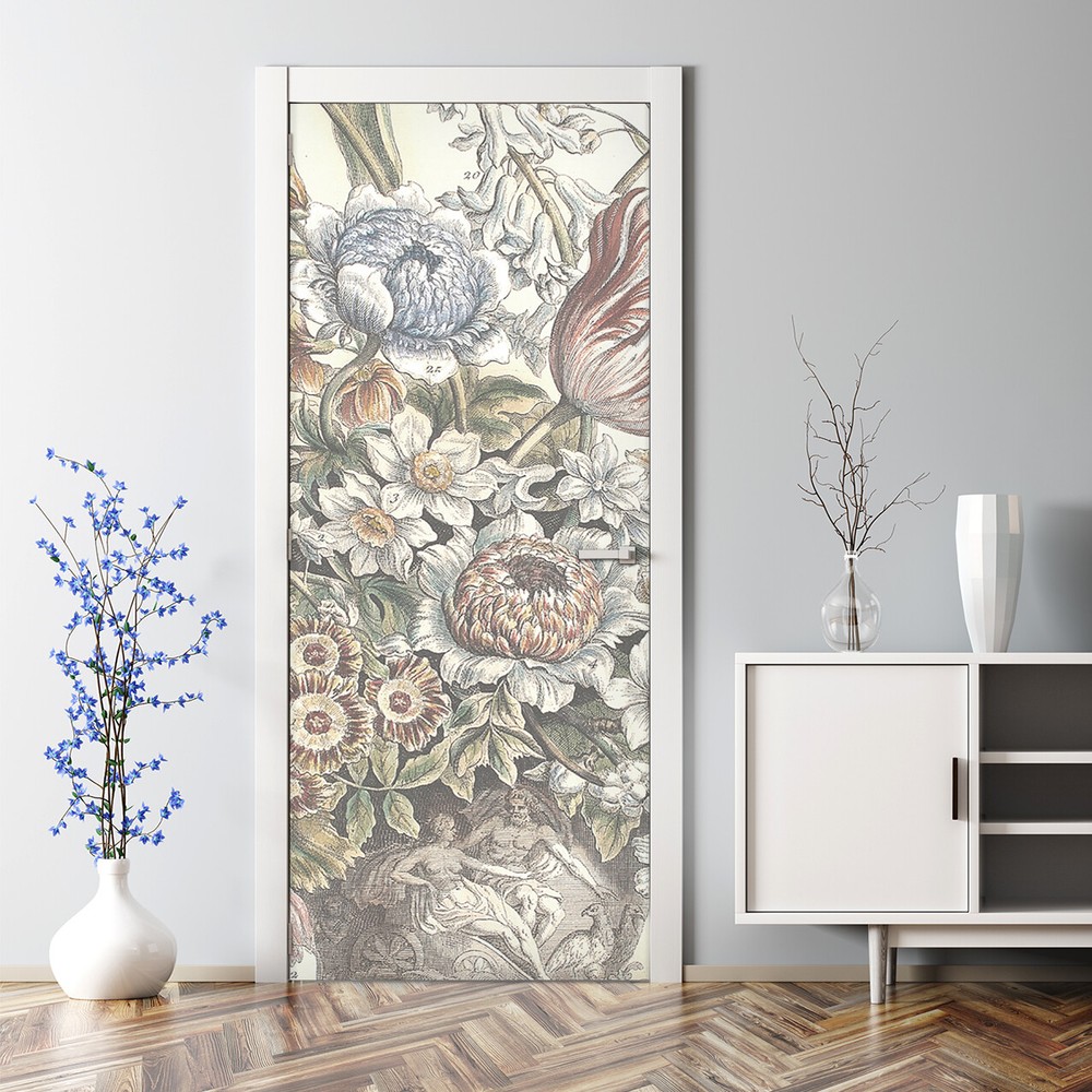 Flowers from Dutch Field Bubble Free Vintage Door Decal Watercolour decor