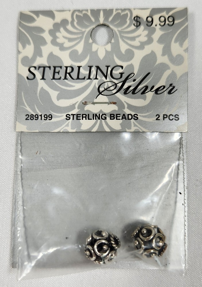 2 PCS 2009 Sterling Silver Beads for Jewelry Making & Repair