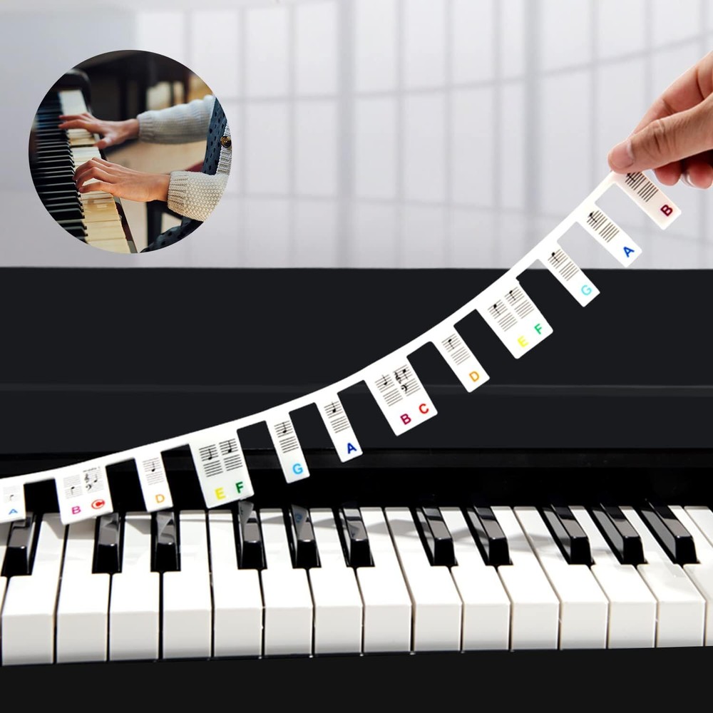 Piano Notes Guide for Beginner, Removable Keyboard Note Rainbow Colors