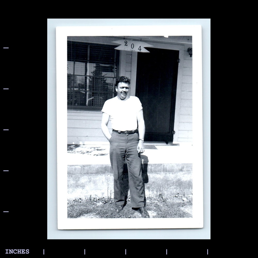 Old Vintage Photo MAN STANDING OUTSIDE HOUSE