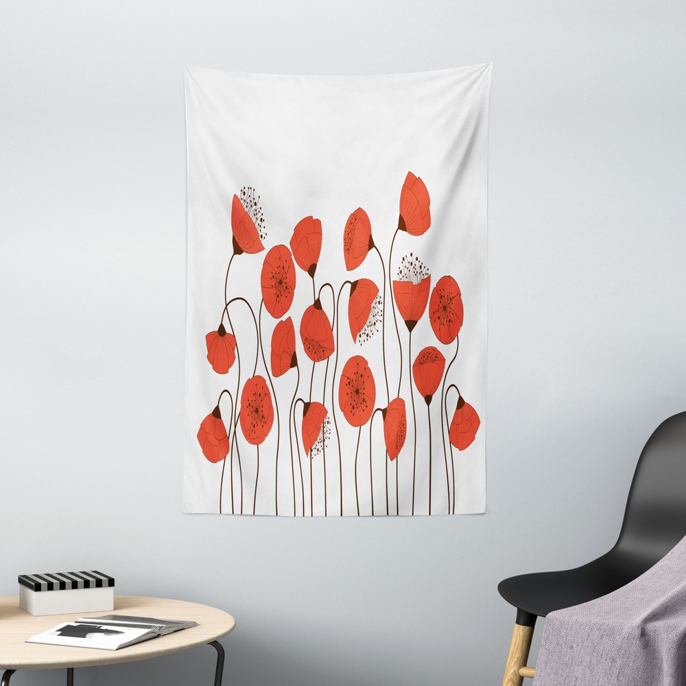 Nature Tapestry Summer Poppy Flowers Print Wall Hanging Decor