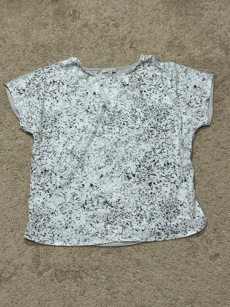 Calvin Klein Womens Shirt Size Small Multicolor Print Lightweight Flowy