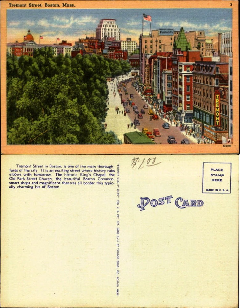 Tremont Street Boston Massachusetts MA 1930s