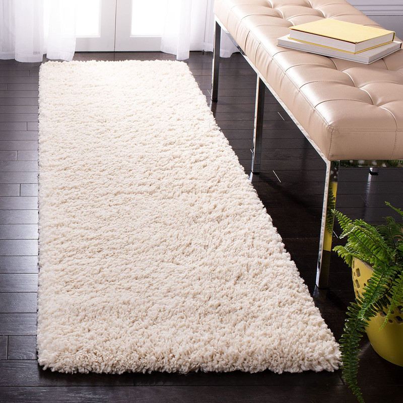 Safavieh Fontana Shag Collection Runner Rug - 23 X 6 Creme Solid Design
