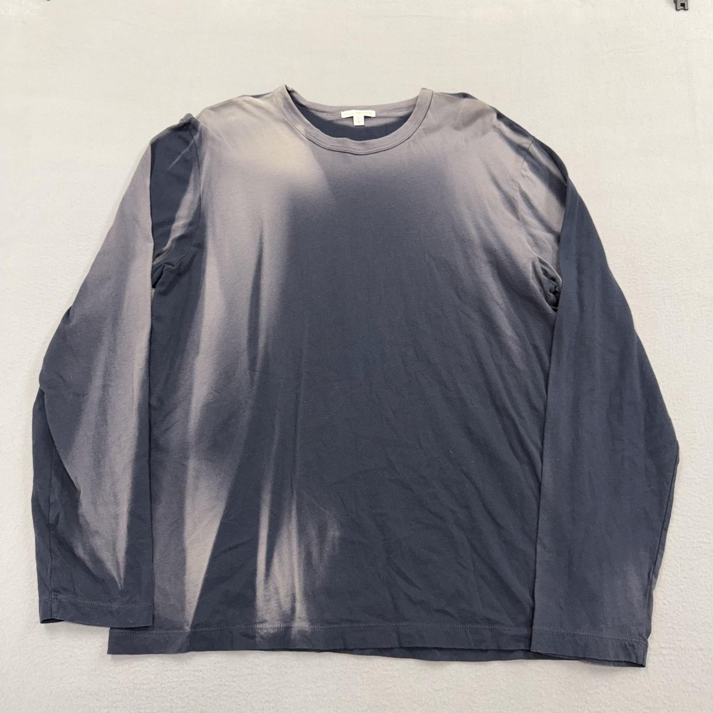 James Perse Shirt Mens XL Gray Long Sleeve Crewneck Tee Lightweight Made USA