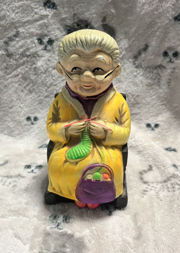 Vintage Grandma Retirement Fund Coin Bank Grannycore