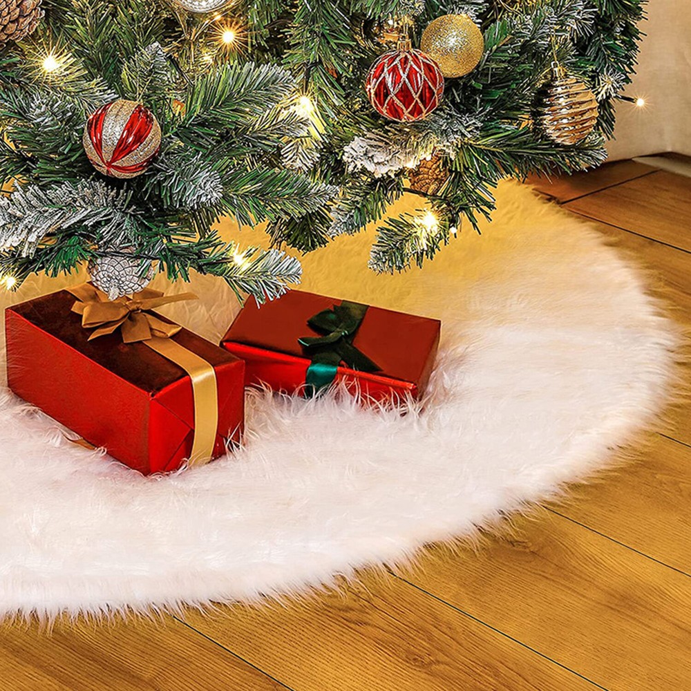 30 35 47 Inch Christmas Decoration Mat-Soft Plush Faux Fur Xmas Tree Skirt