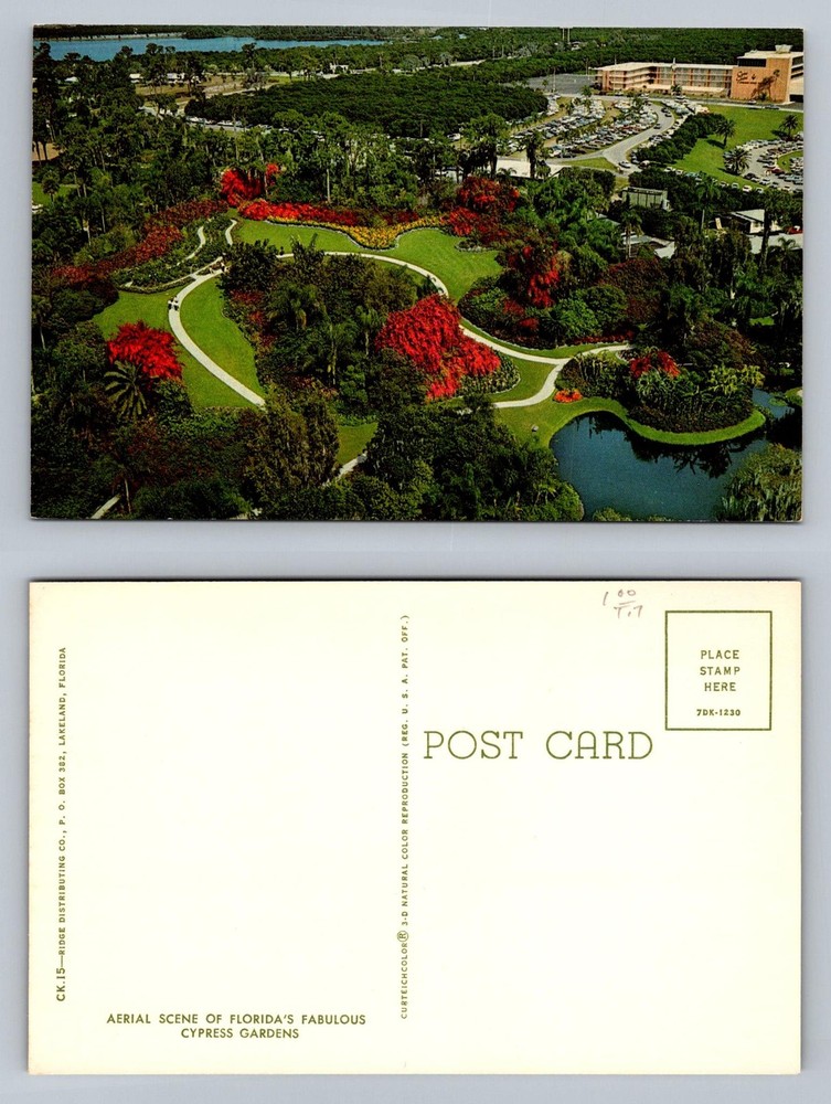 Winter Haven, FL-Florida, Cypress Gardens Aerial View Souvenir Vintage Postcard