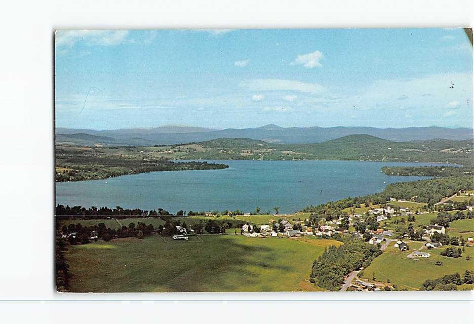 Postcard Greensboro Town Vermont Lake Caspian USA North America Aerial View