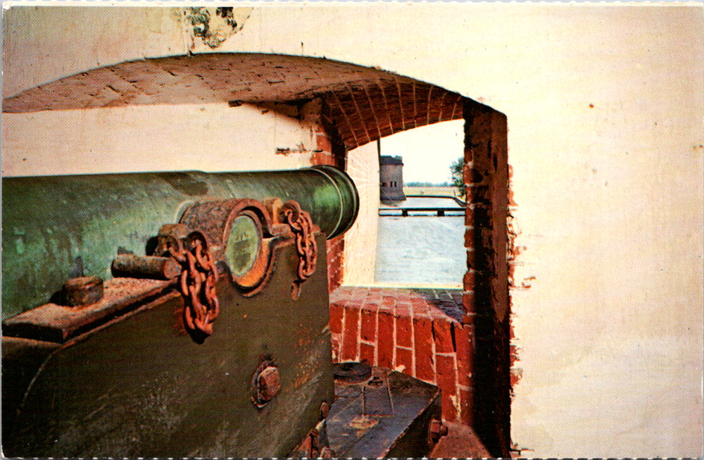 Vintage Postcard Fort Pulaski Monument Savannah Beach Georgia Howitzer