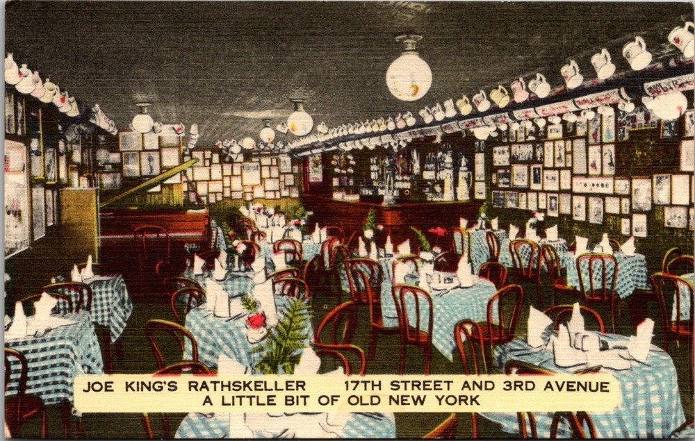 Joe King's Rathskeller NYC Postcard - 17th St & 3rd Ave Old New York