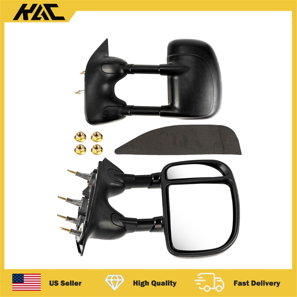 2PCS Manual Telescoping Towing Mirrors for 2003-2014 Ford E-150 E-350 Super Duty