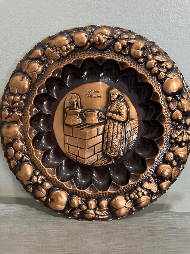 Vintage Italian 3D Copper Wall Art Handmade Ricordo D'Abruzzo Decor-image