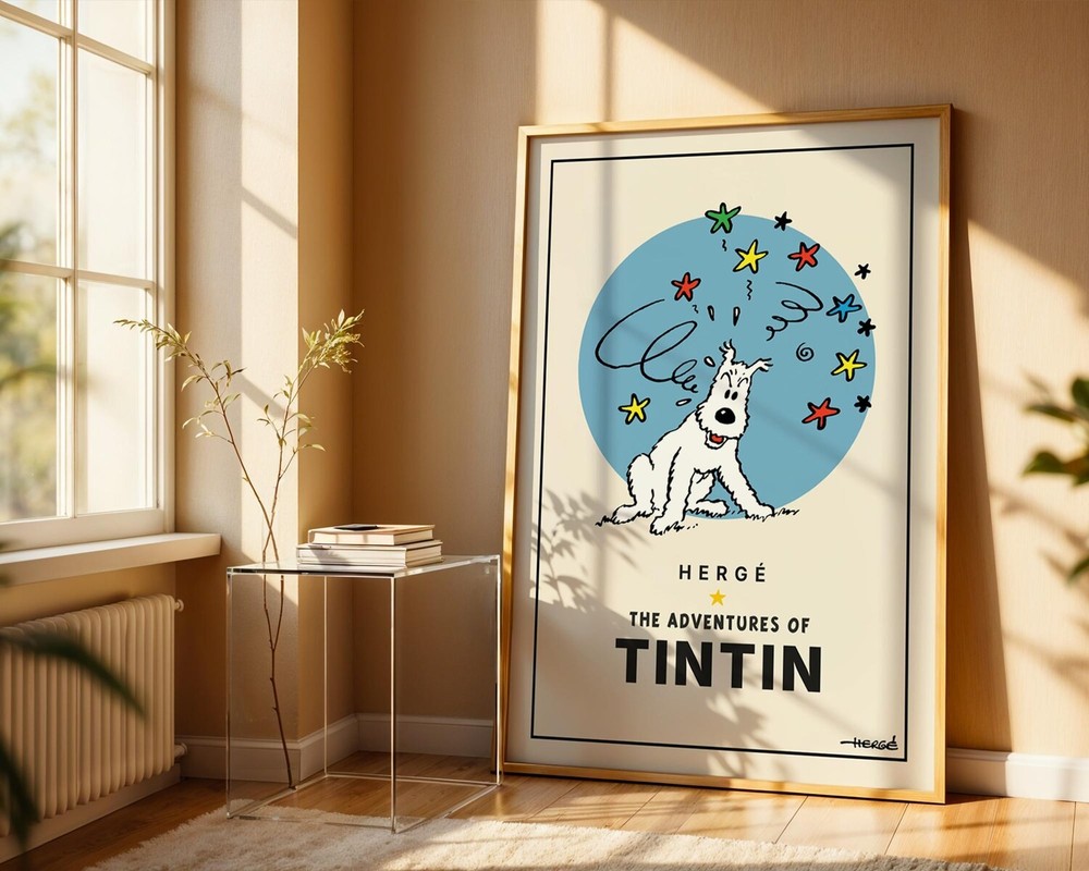 Tintin Snowy Dog Poster – Vintage Comic Cartoon Wall Art Print