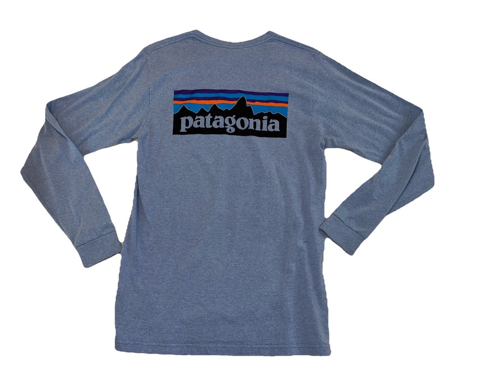 Patagonia Responsibli-Tee Light Blue Long Sleeve  T-Shirt Size M #724