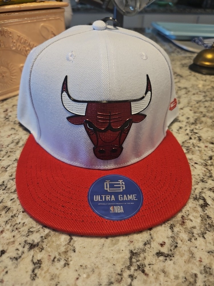 New NBA Ultra Game SnapBack Hat Chicago Bulls White And Red