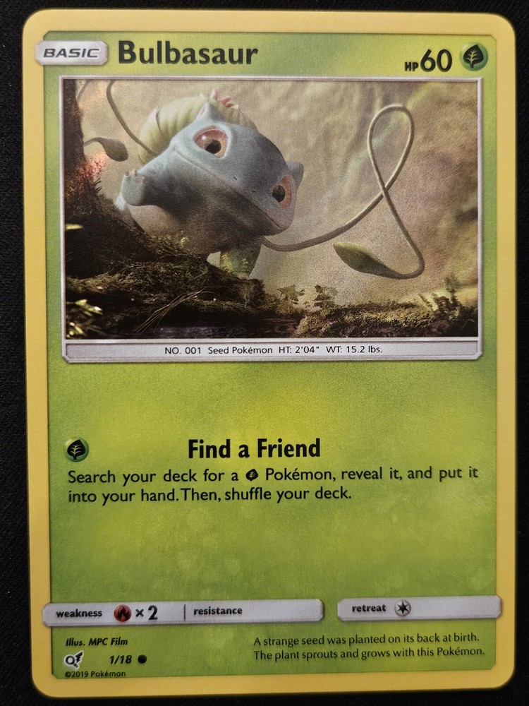Bulbasaur 1/18 Detective Pikachu Holo Starter Pokémon Trading Card Game 2019 NM
