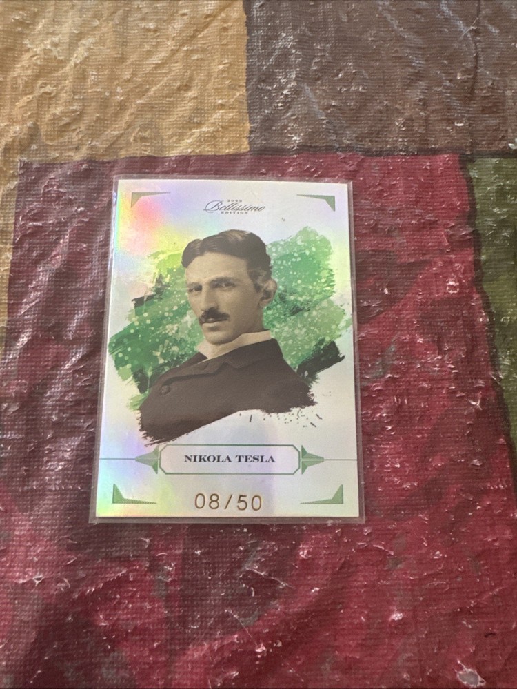 2023 Bellissimo Edition Nikola Tesla Written Relic Green Short Print #ed /50