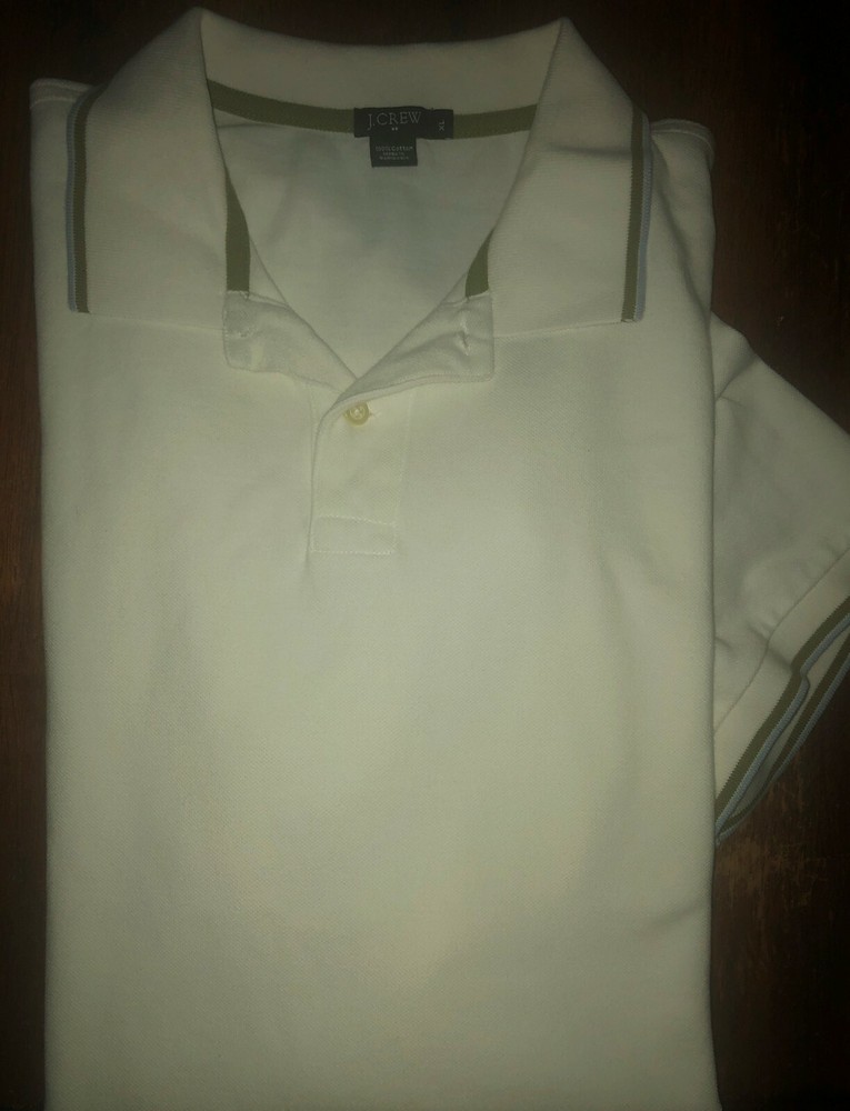 Mens J. Crew Short Sleeve White Polo Shirt Size XL