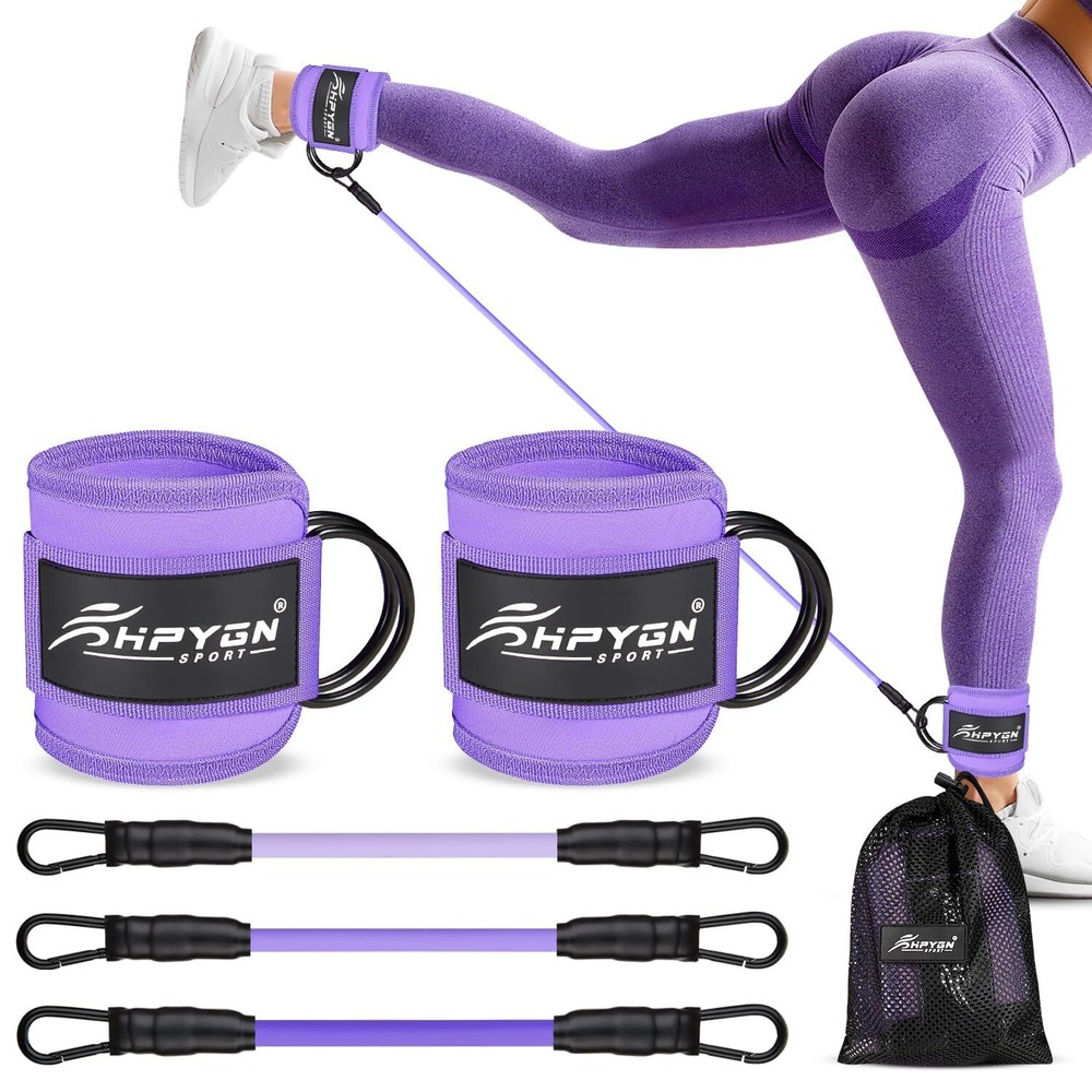 Ankle Resistance Bands with Cuffs, Leg Glutes Training Workout Equipment for ...