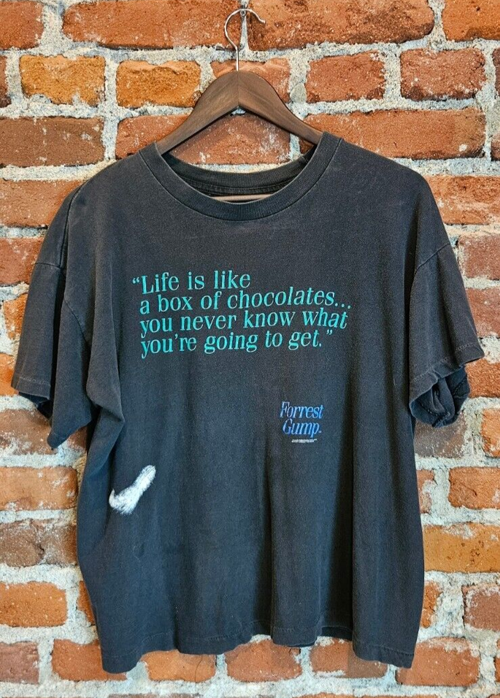 Vintage 90s Forrest Gump T-Shirt Box of Chocolates Single Stitch Very Boxy Fit