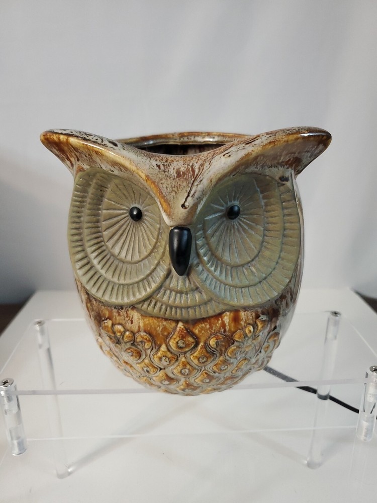 BOHO Ceramic Owl Nightlight Bedside Small Table Lamp Decor WORKS