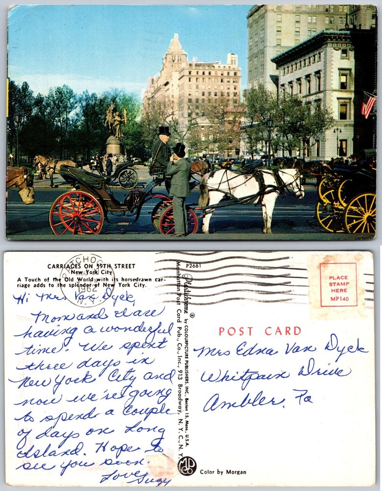 Carriages On Fifth Avenue New York City Postcard
