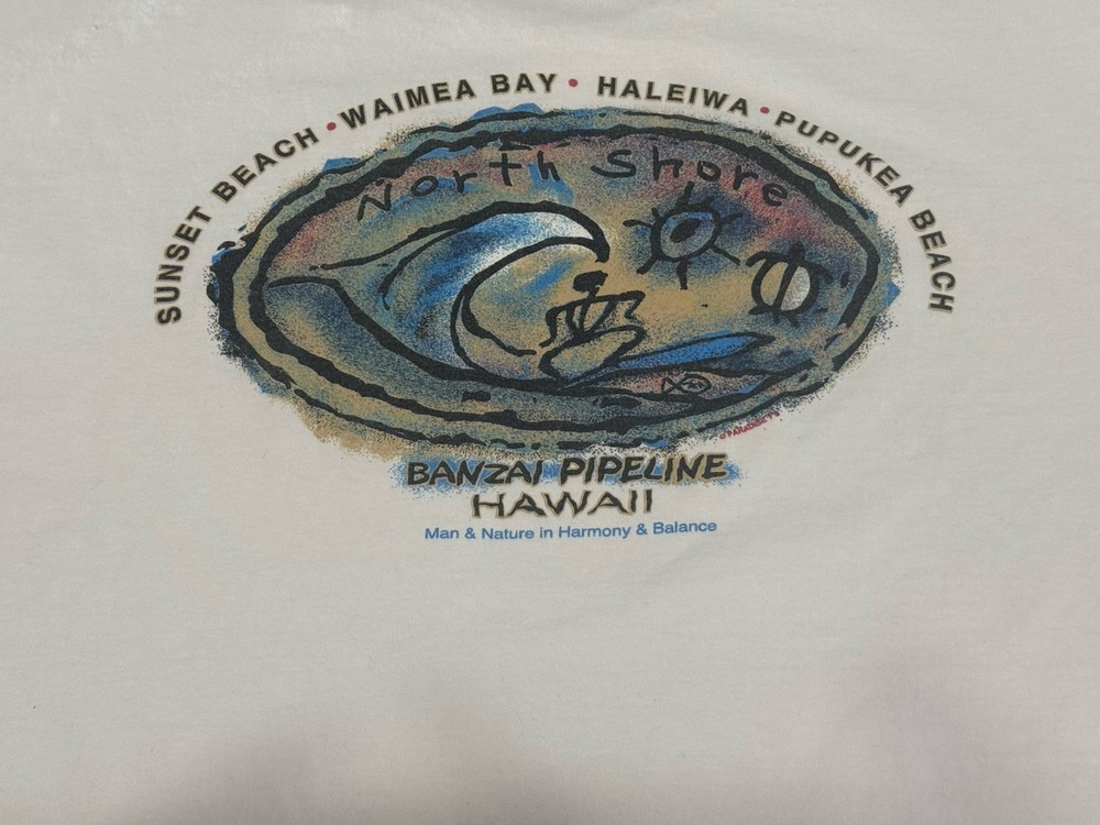 Vintage Banzai Pipeline Surf T-Shirt Mens XL White Hawaii North Shore Beach y2k