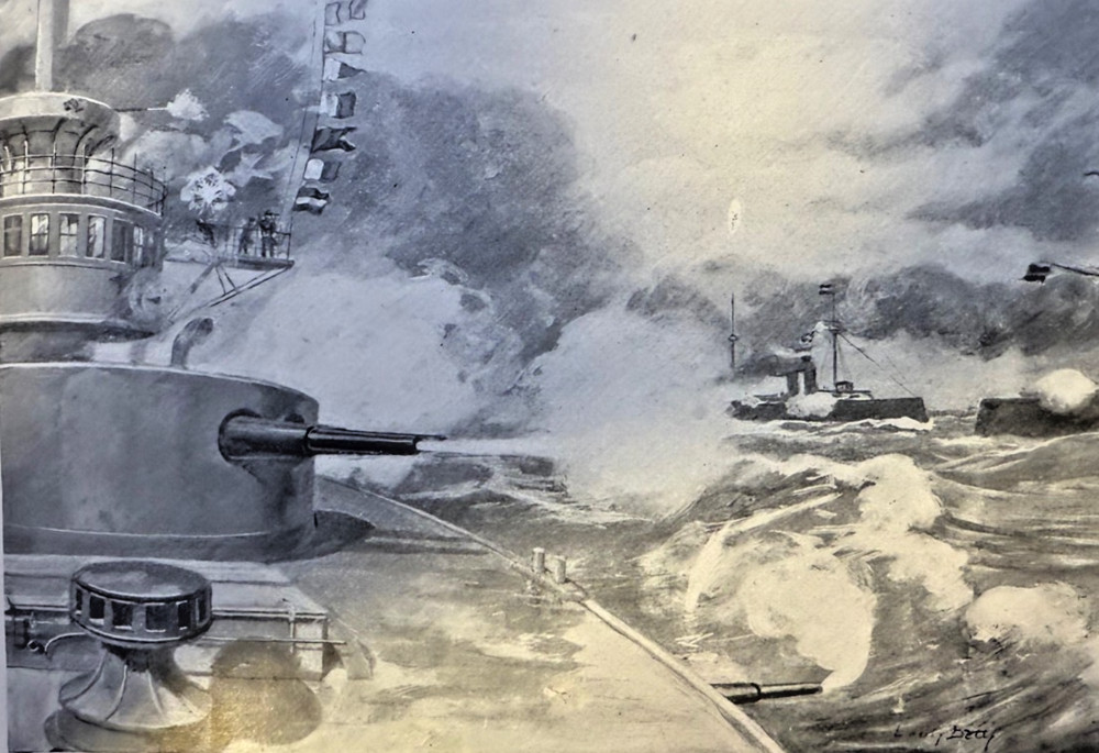 1898 Vintage Illustration Destruction of Admiral Cervera's Fleet Spanish War