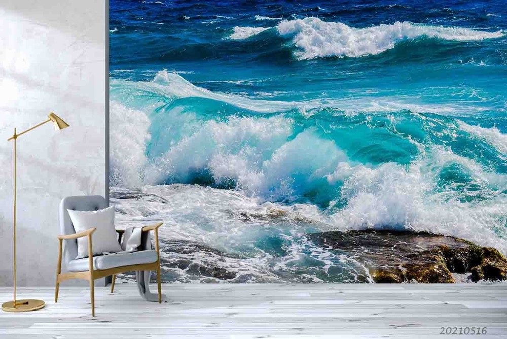 3D Sea Waves Landscape Wall Murals Wallpaper Murals Wall Sticker 4