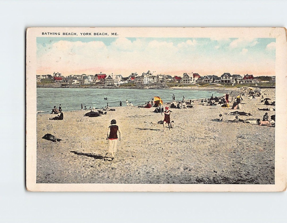Postcard Bathing Beach York Beach Maine USA