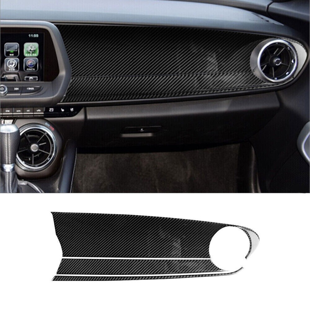 For Chevrolet Camaro 17-19 Carbon Fiber Interior Dashboard Panel Cover Trim 3Pcs