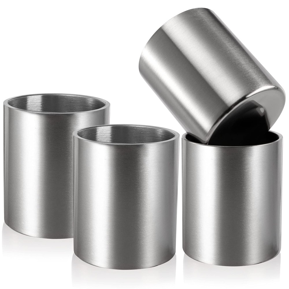 ZEAYEA Set of 4 Stainless Steel Whiskey Glasses, 10 oz Double Wall Tumblers, ...