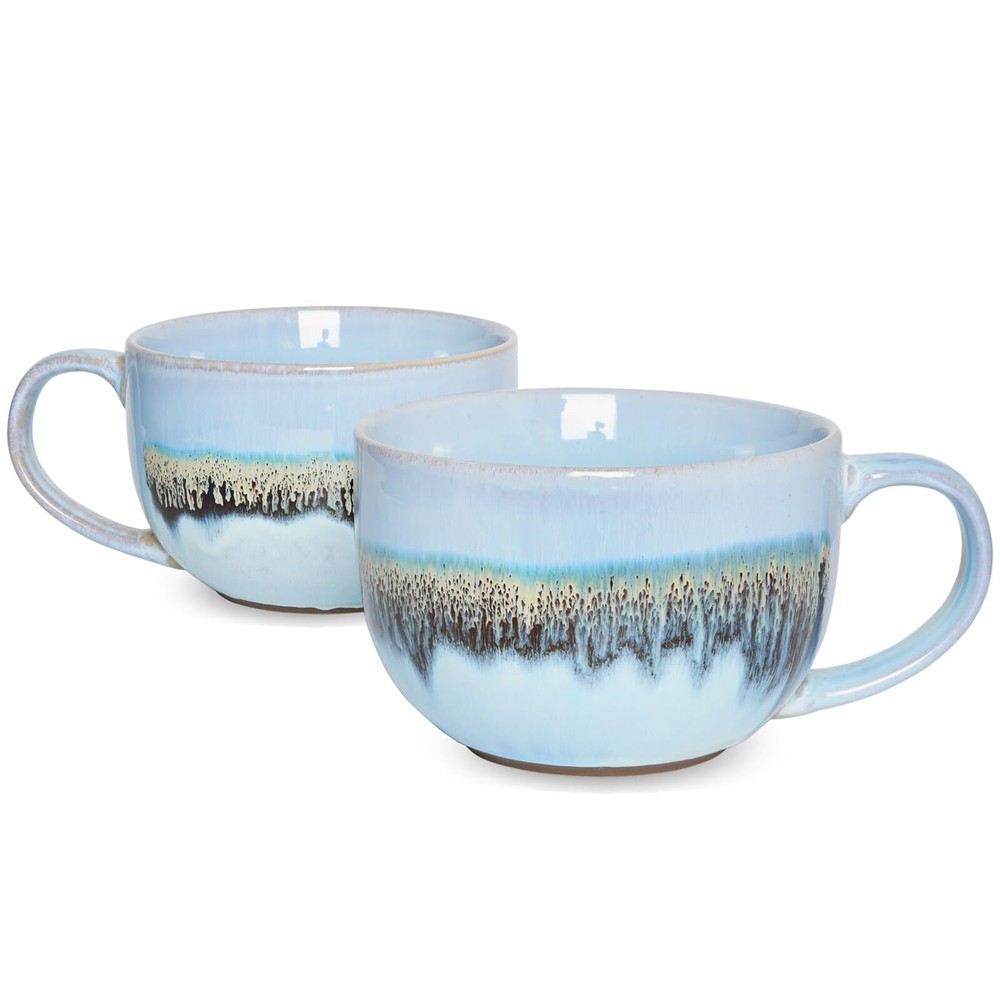 Ceramic Large Coffee Mug Set of 2, 23 Oz, Jumbo Mug Soup Bowls with Handles, ...