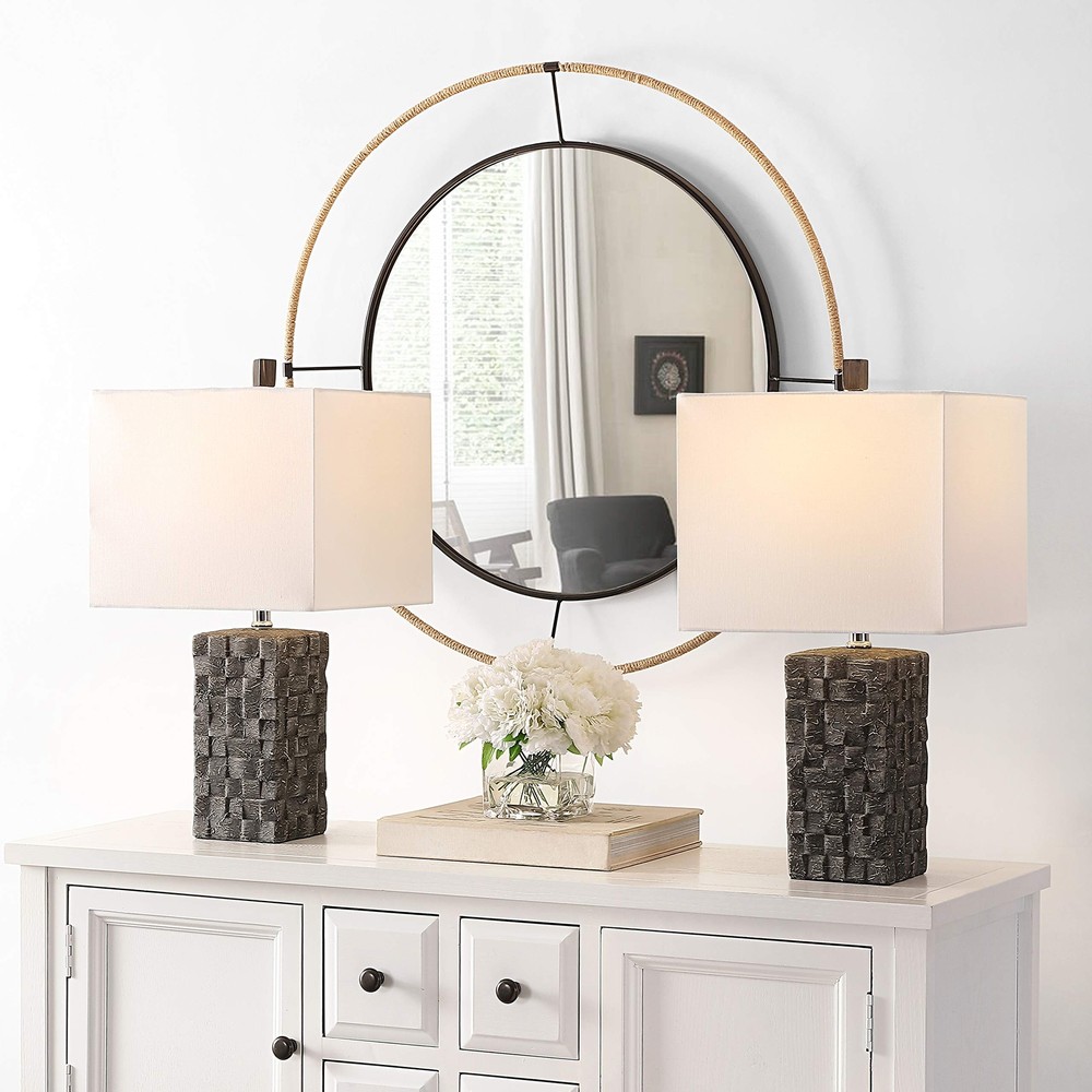Lighting Collection Jayden Rustic Farmhouse Dark Grey Ceramic 23-inch Bedroom...