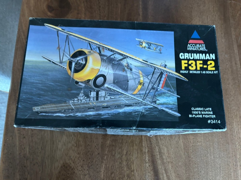 Accurate Miniatures  1/48 Grumman  F3F-2  Bi-Plane Fighter #3414 Open Box-image