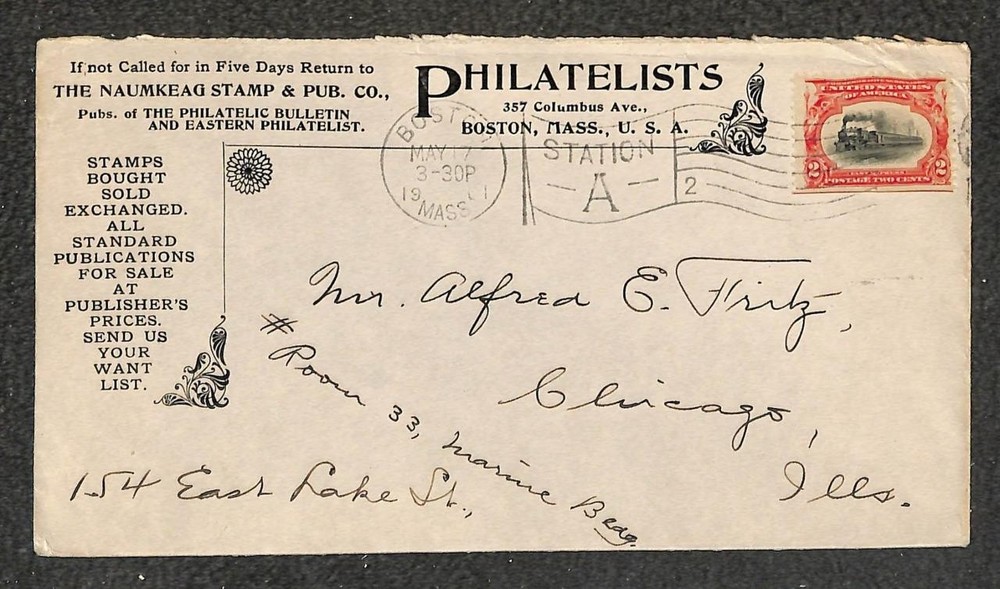Usa 295 Naumkeag Stamp Dealer & Pub Co Boston Massachusetts Ad Cover 1901