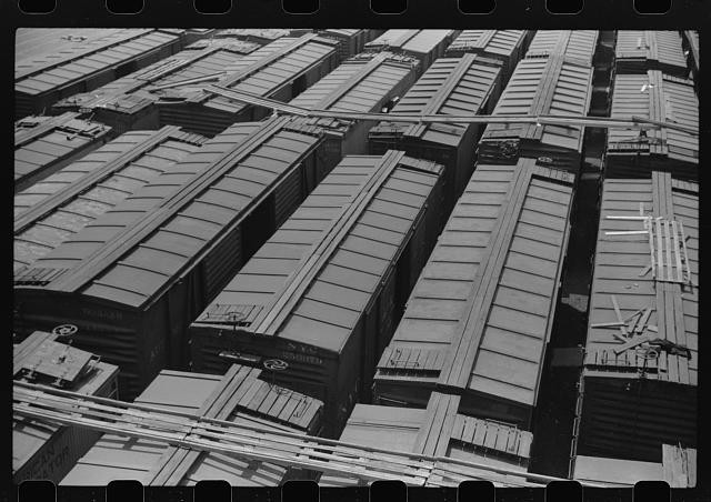 Photo:Chicago Illinois 1941 Freight Cars in Railroad Yards