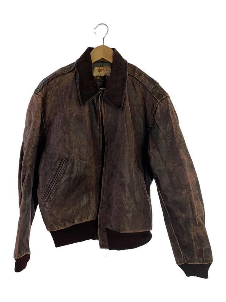 Herakles Brown Plain Leather Blouson Jacket 272