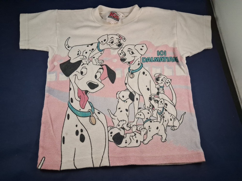 Vtg 101 Dalmations All Over Print 2T Toddler Made In USA T Shirt Rare *7FB
