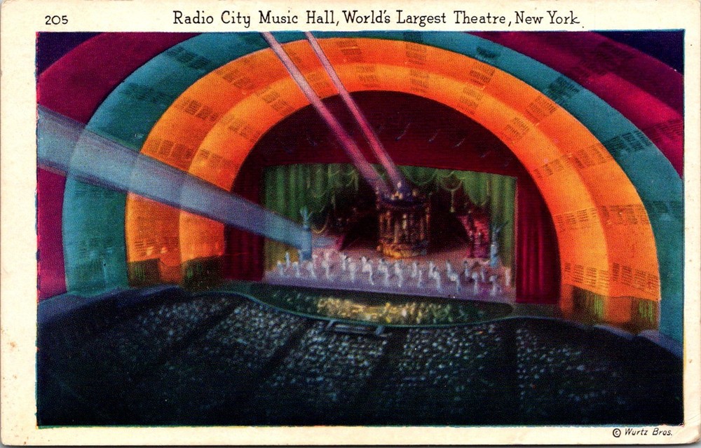 Dr Jim Stamps Postcard Radio City Music Hall New York Colorful