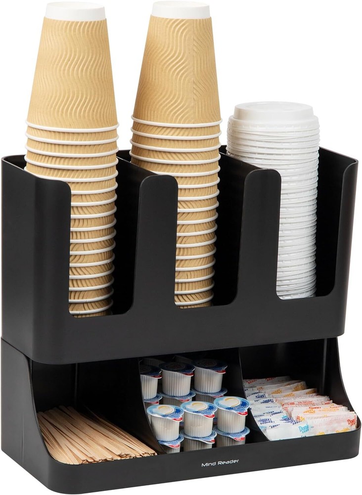 Mind Reader 6-Slot Upright Breakroom Coffee Organizer in Black  