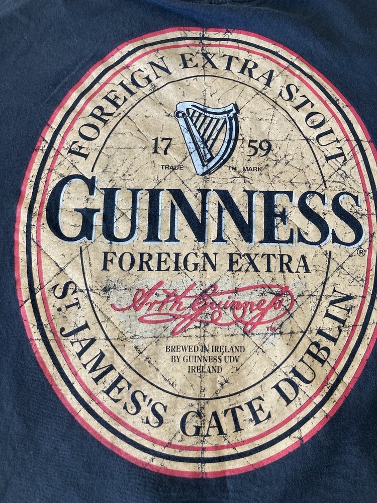 GUINNESS Black Short Sleeve Foreign Extra Stout T-Shirt Men’s Size Large