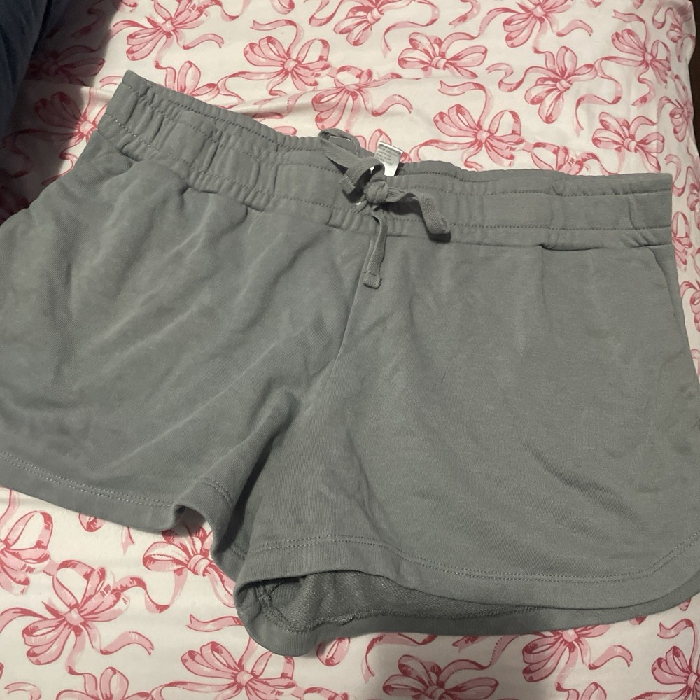 Just Be Women's Gray Sweat Shorts Drawstring Size L Cotton Blend