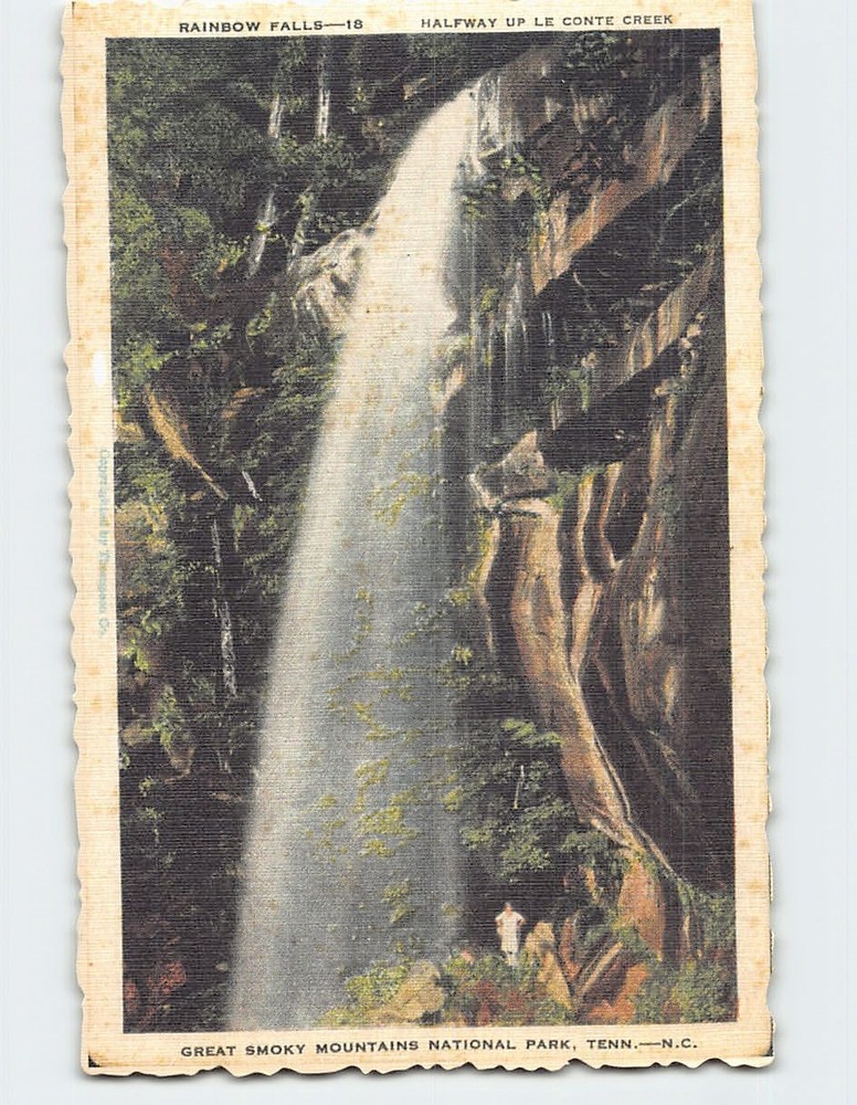 Postcard Rainbow Falls Great Smoky Mountains National Park Tennessee USA