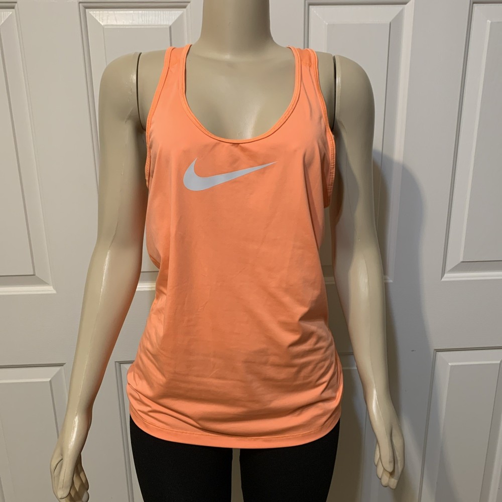 Nike Women's Pro Size Large Orange Dri-FIT Racerback Tank Top Swoosh (ES)