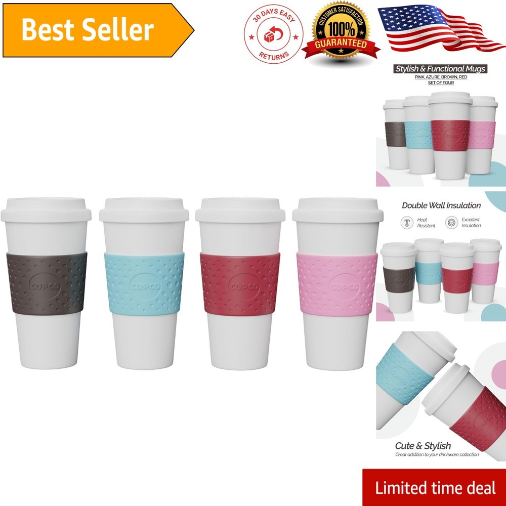 Acadia 4-Pack Double-Walled Insulated Travel Mugs for Hot and Cold Drinks-image
