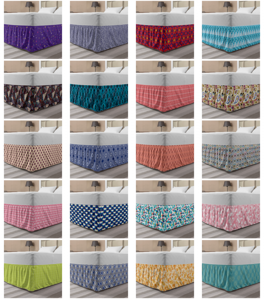 Ambesonne Abstract Art Bedskirt Elastic Wrap Around Skirt Gathered Design